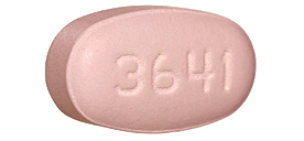 Oval, biconvex, pink, film-coated, debossed with “3641” on one side
