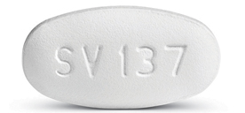 Oval, biconvex, white, film-coated tablets, debossed with “SV 137” on one face