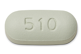 green, capsule-shaped tablets, debossed with "GSI" on one side of the tablet and the number "510" on the other side