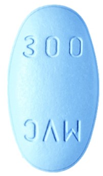 oval blue tablet