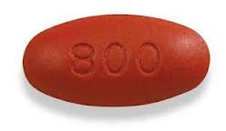 Dark red oval tablet with imprint of 800 on one side