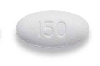 white oval tablet with imprint of 150 one side and TMC on the other