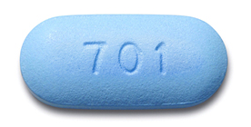 blue capsule-shaped tablet with 701 imprint on one side and GILEAD on the other