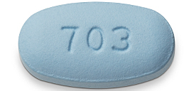 blue, oval shaped, tablet debossed with "GSI" on one side and with "703" on the other
