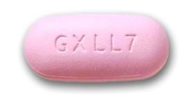 pink, film-coated, capsule-shaped, biconvex tablet, with “GX LL7” debossed on one face