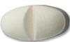 white oval tablet with divit in the center