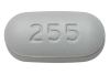 gray, capsule-shaped tablets debossed with "GSI" on one side and "255" on the other side