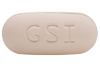 pink capsule shaped tablet with GSI imprint