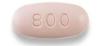Pink, oval-shaped, film-coated tablets debossed with "800" on one side and "TG" on the other side